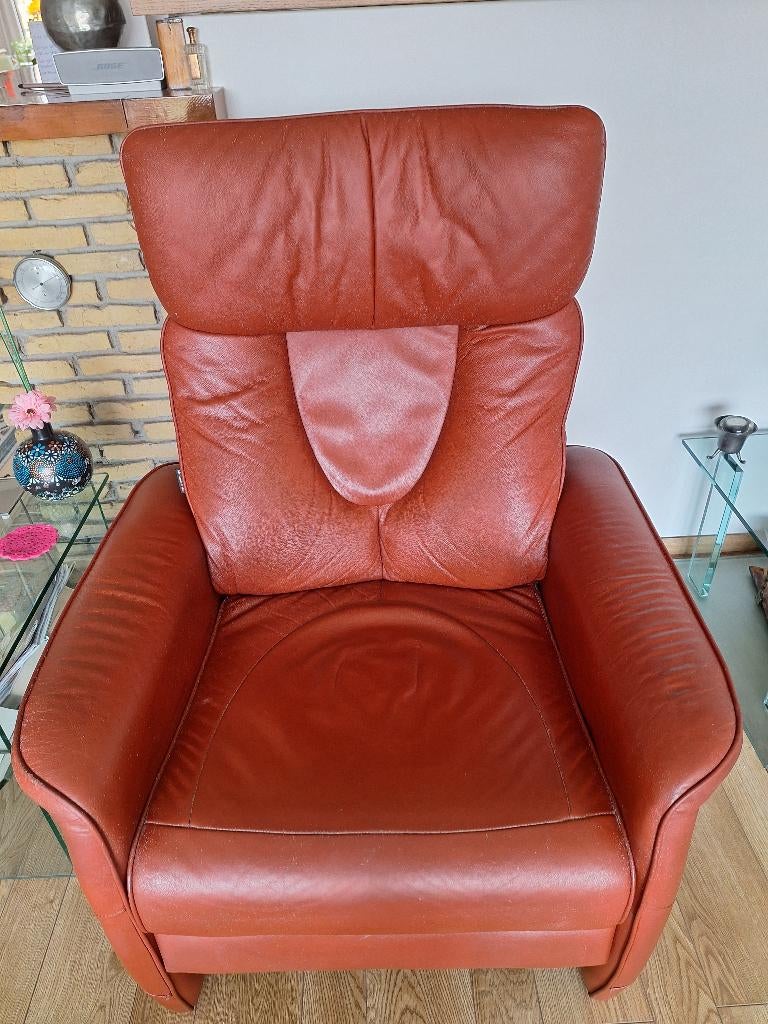 Relaxstoel, Huis en Inrichting, Fauteuils, Ophalen, Gebruikt, 75 tot 100 cm, Leer