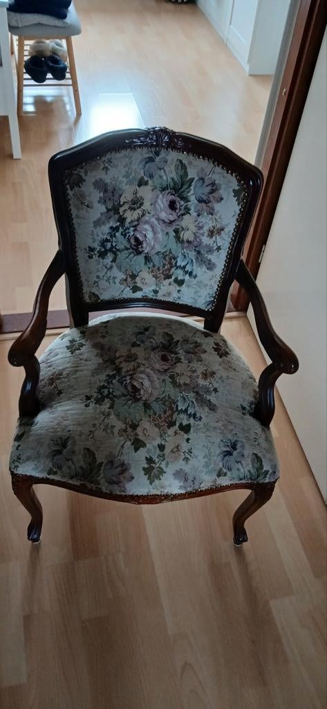 Antieke Franse Gebloemde Fauteuil uit 1935, Ophalen of Verzenden