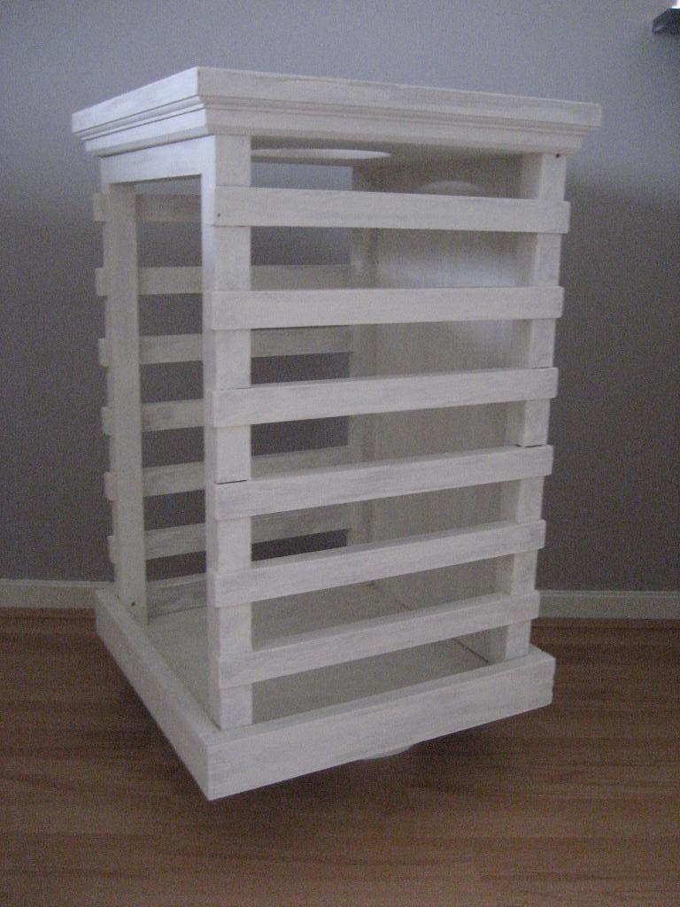 Mooi stevig groot sfeervol Windlicht binnen, balkon of tuin, Ophalen of Verzenden, Zo goed als nieuw, Hout, 50 tot 75 cm