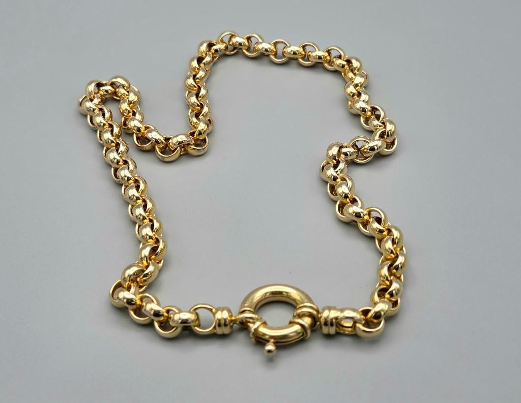 Gouden vintage jasseron schakel collier. 2025/625. 28.7 gram, ., Ophalen of Verzenden, Zo goed als nieuw, .