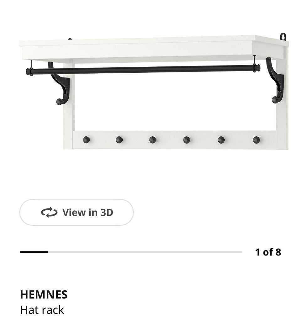 IKEA HEMNES kapstok wit, Gebruikt, Minder dan 100 cm, Hout, Ophalen