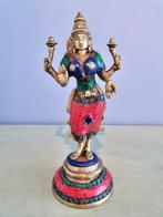 LAKSHMI BEELD BRONS STONEWORK ART 26 CM, Ophalen of Verzenden, Nieuw, Beeld(je), Hindoeïsme