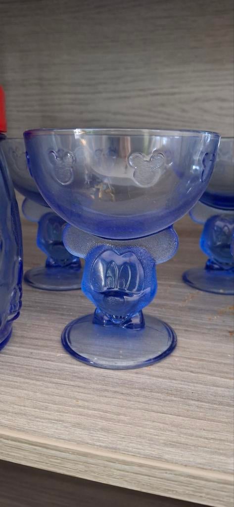 Vintage Disney Mickey Mouse glazen schaaltjes, Ophalen, Mickey Mouse, Zo goed als nieuw, Servies