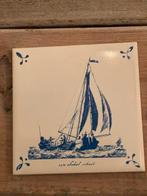 Engels blauw tegeltje met schip. H&R johnson tiles england., Antiek en Kunst, Antiek | Wandborden en Tegels, Ophalen