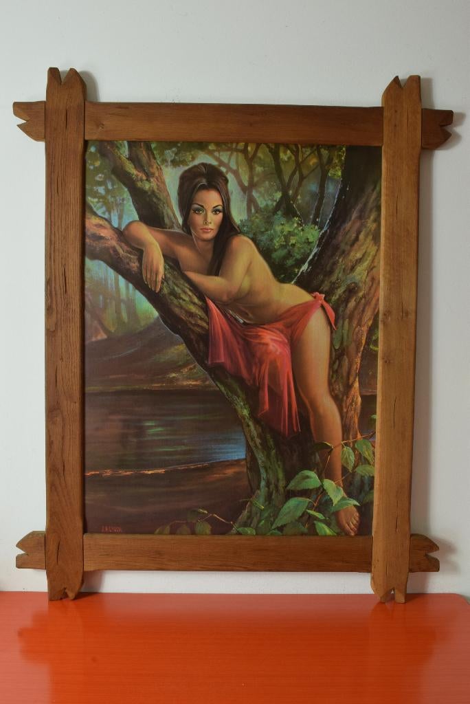 Groot retro vintage J.H. Lynch schilderij - Woodland goddess, Ophalen, Oorspronkelijke maker, Zo goed als nieuw, Schilderij
