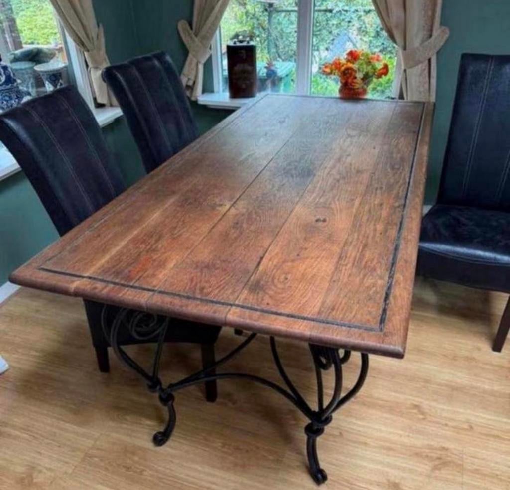 Brocante eettafel tuintafel 101x220, Ophalen, Gebruikt, 100 tot 150 cm, 200 cm of meer