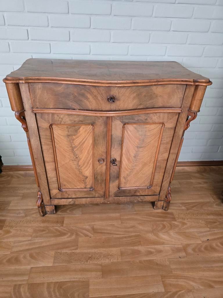 Antiek Biedermeier Notenhouten Dressoir - ca. 1850, Ophalen, Gebruikt, 100 tot 150 cm, Biedermeier