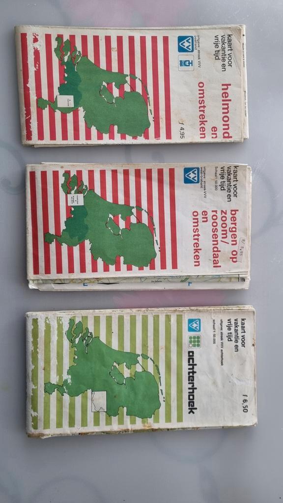 3 VVV Wandel- en Fietskaarten - Oude Uitgaves, Boeken, Atlassen en Landkaarten, Gelezen, Landkaart, Nederland, 1800 tot 2000, Ophalen of Verzenden