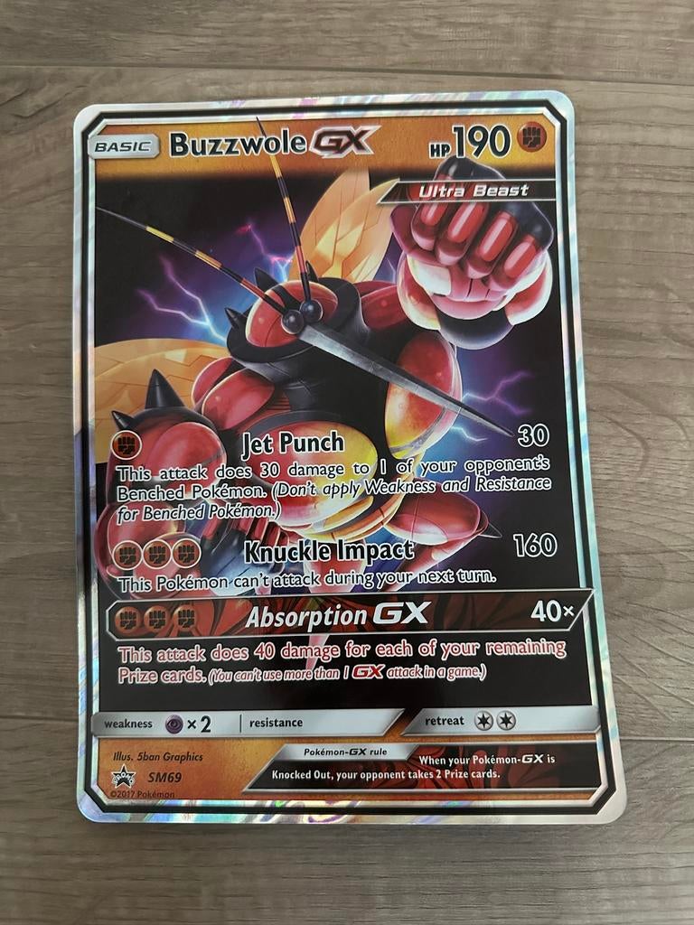Buzzwole GX oversized jumbo pokemon kaart #SM69, Ophalen of Verzenden, Nieuw, Losse kaart, Foil