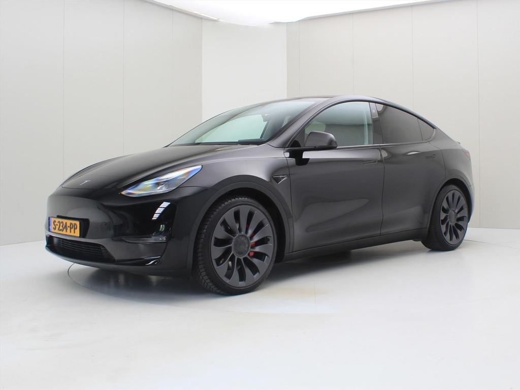 Tesla Model Y Performance 534pk AWD 96% SoH [ 21 INCH+WARMTE, Auto's, Tesla, Gebruikt, Zwart, 1972 kg, Zwart