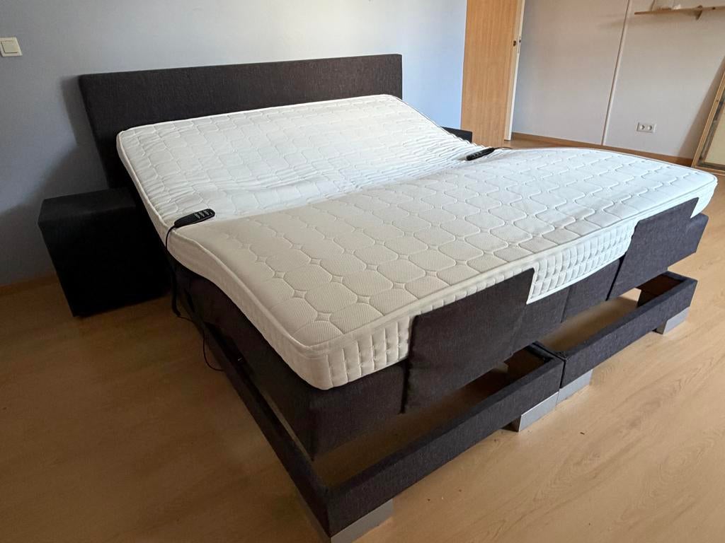 Goedwerkend verstelbaar tweepersoonsbed met matrassen, Huis en Inrichting, Tweepersoons, Ophalen of Verzenden, 180 cm, 200 cm