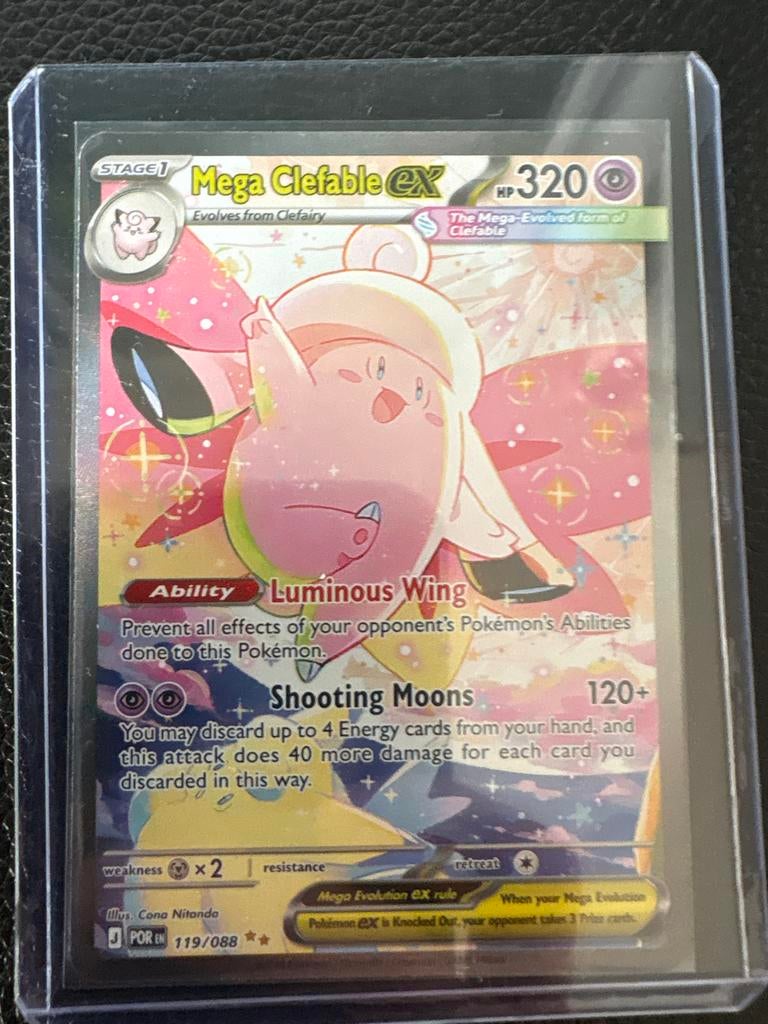 Mega Clefable EX Pokémon kaart (119/088), Hobby en Vrije tijd, Verzamelkaartspellen | Pokémon, Zo goed als nieuw, Losse kaart