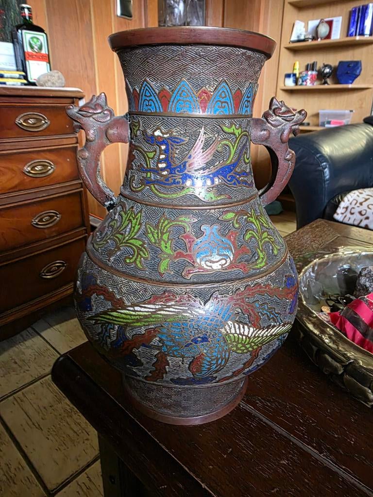 Cloisonne vaas zware, Ophalen of Verzenden