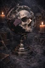 Aardbol met schedel - Apocalyps thema, Antiek en Kunst, Ophalen of Verzenden