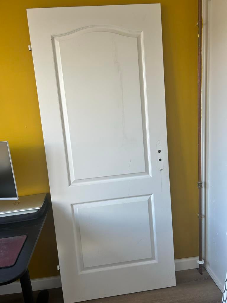 Opdekdeur - Binnendeur wit 83 x 201,5, Doe-het-zelf en Verbouw, Deuren en Horren, Ophalen, Gebruikt, Binnendeur, Hout
