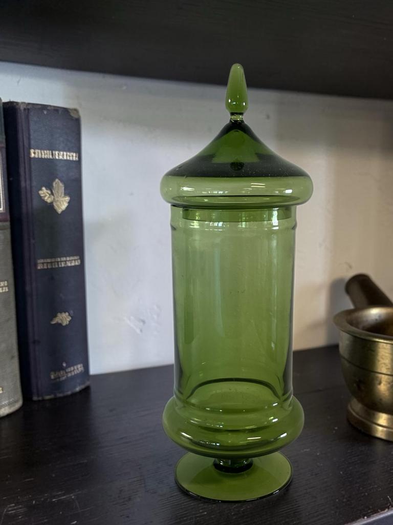 Antieke Groene Glazen Apothekerspot - Empoli Glas, Ophalen of Verzenden