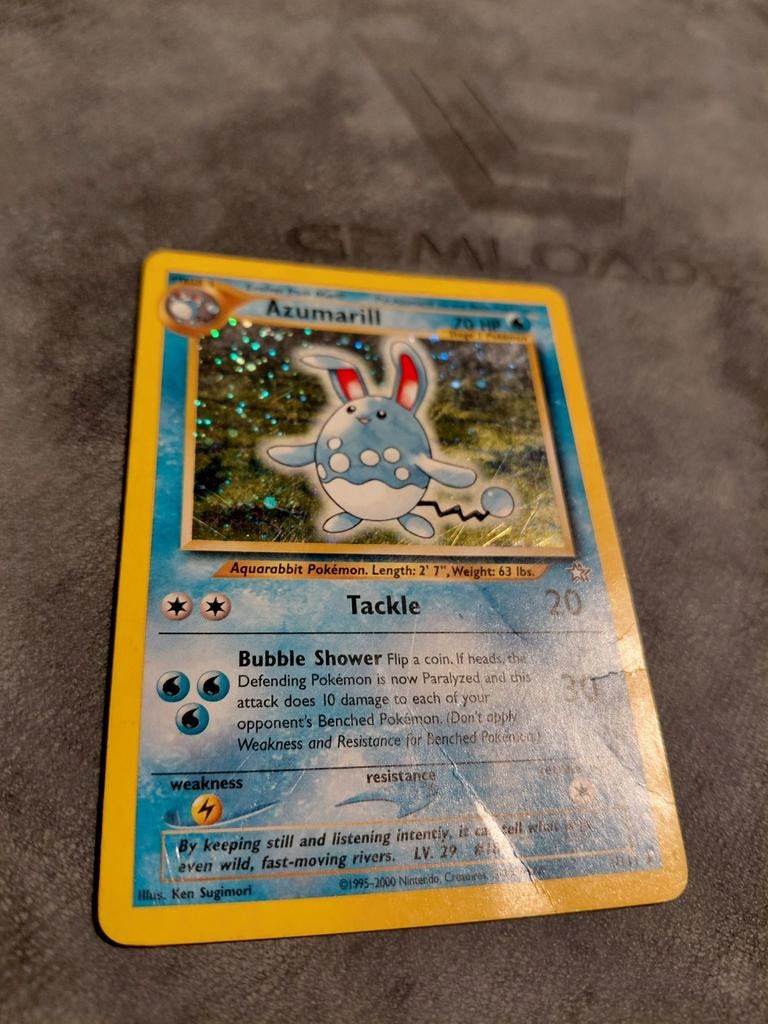 Azumarill Pokémon kaart neo genesis - poor, Ophalen of Verzenden, Gebruikt, Losse kaart, Foil