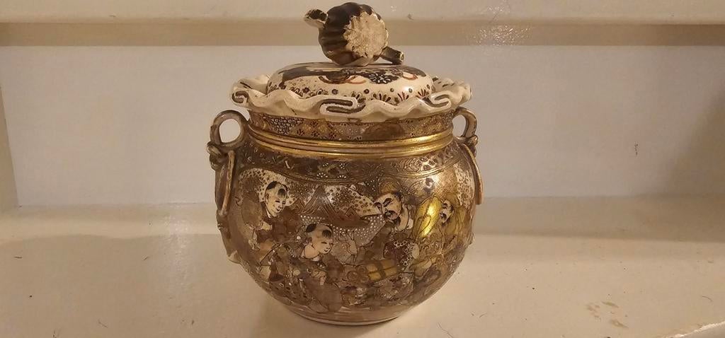 Antiek satsuma aardewerk, Ophalen of Verzenden, Gebruikt, Rond, Steen of Aardewerk