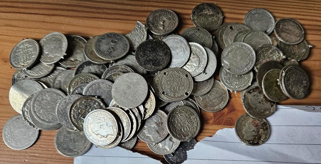 95x 10 cent wilhelmina zilver, Postzegels en Munten, Munten | Nederland, Verzenden, Koningin Wilhelmina, 10 cent, Zilver