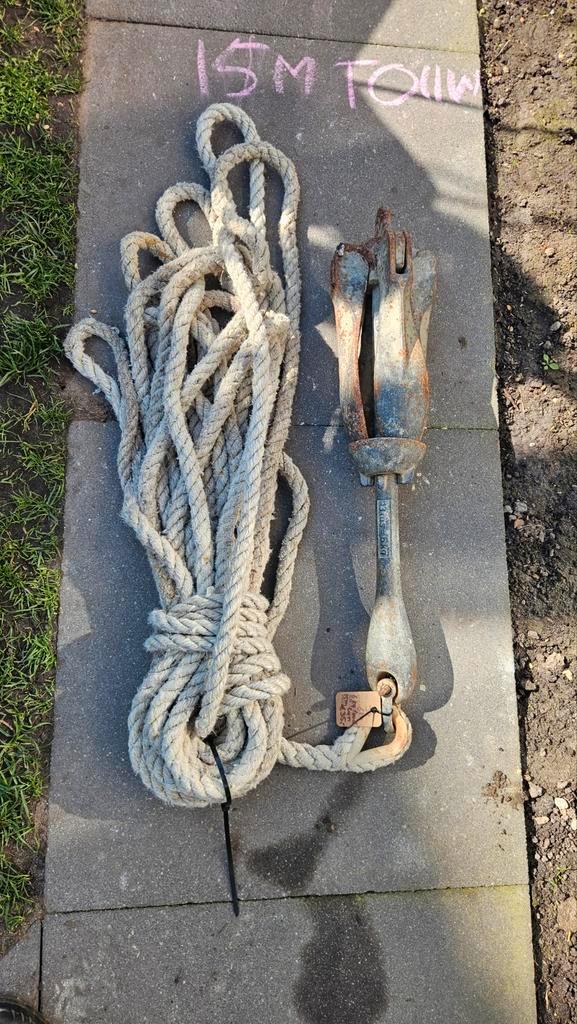 Anker 6kg met 6kg loodlijn 15m., Watersport en Boten, Zeilen en Zeiltoebehoren, Zo goed als nieuw, Minder dan 15 m², Ophalen of Verzenden