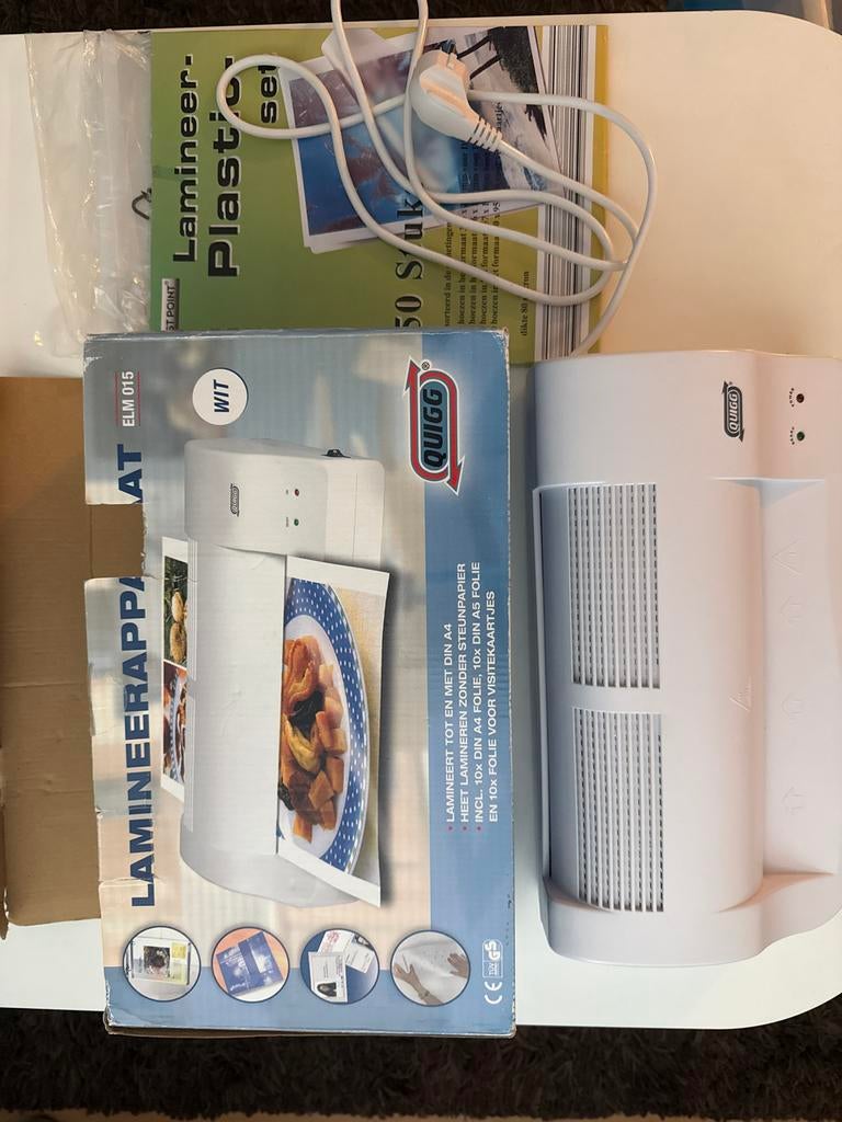 Quigg lamineerapparaat met lamineerhoezen, Ophalen, Gebruikt