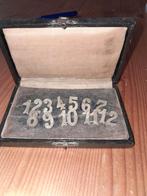 Gaaf doosje alpacca zilver tafelnummers nummers, Antiek en Kunst, Ophalen of Verzenden, Zilver