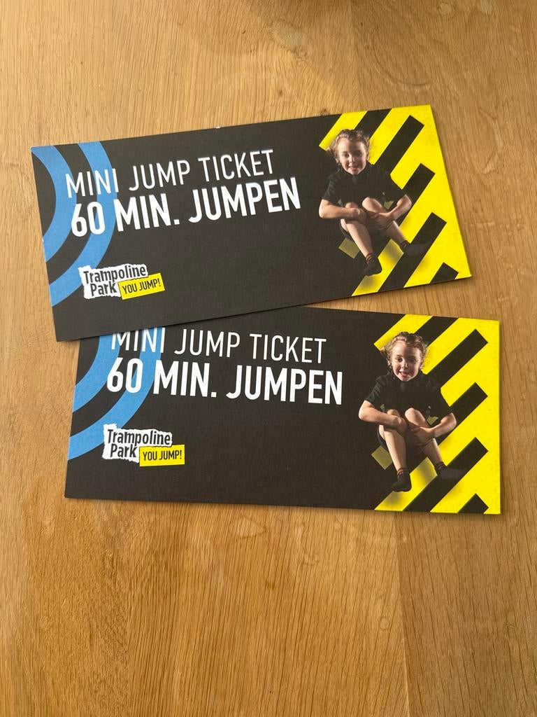 2 mini jump tickets- YOU JUMP trampoline park, Twee personen, Ticket of Toegangskaart