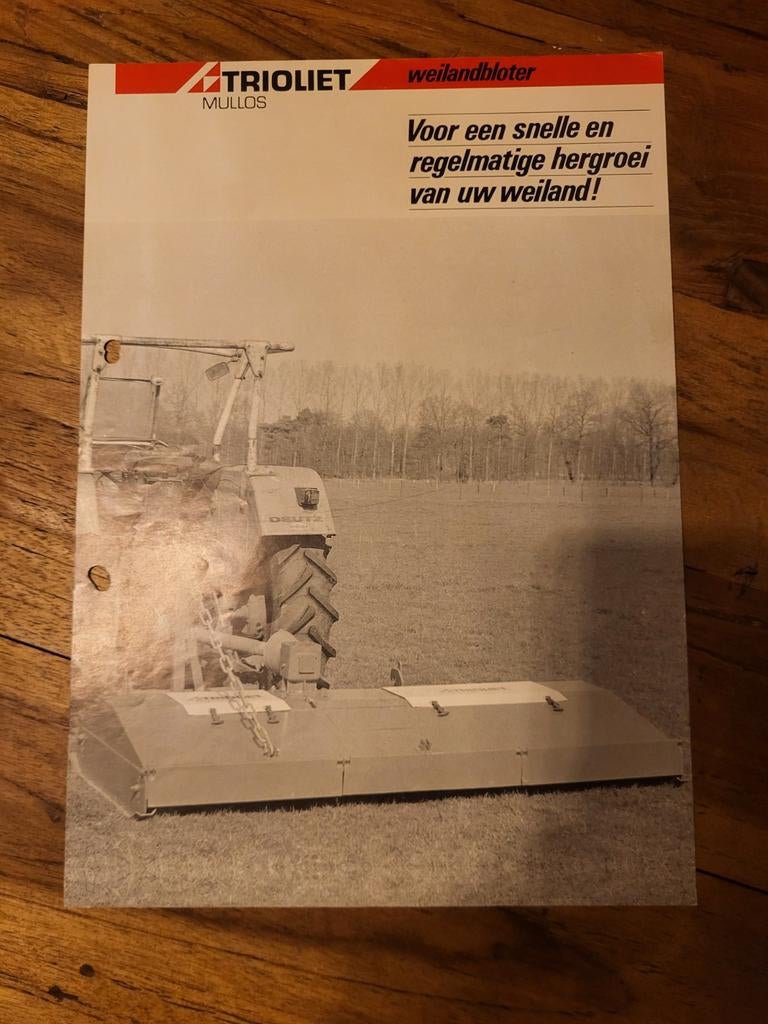 tractor folder Troliet MULLOS weilandbloter, Boeken, Catalogussen en Folders, Ophalen of Verzenden, Zo goed als nieuw