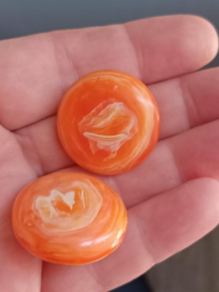 Oranje decoratieve stenen (2 stuks), Ophalen of Verzenden, Zo goed als nieuw