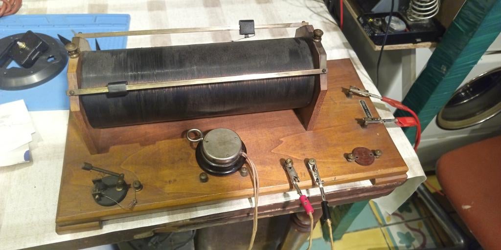 Antieke 100 jaar oude glijspoel ontvanger met kristal, Antiek en Kunst, Antiek | Tv's en Audio, Ophalen of Verzenden