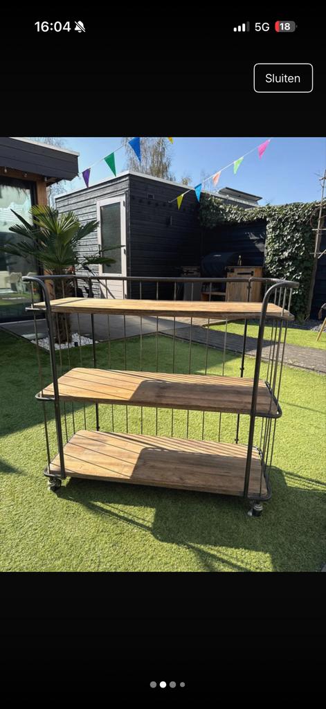 Industriële bakkerskar met mangohout, Ophalen of Verzenden, Gebruikt