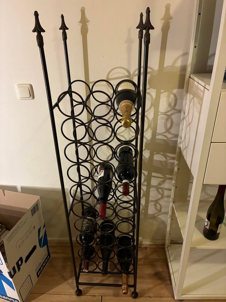 Wijnflessenrek van metaal, Huis en Inrichting, Woonaccessoires | Wijnrekken, Ophalen, Gebruikt, 15 tot 25 flessen, Metaal