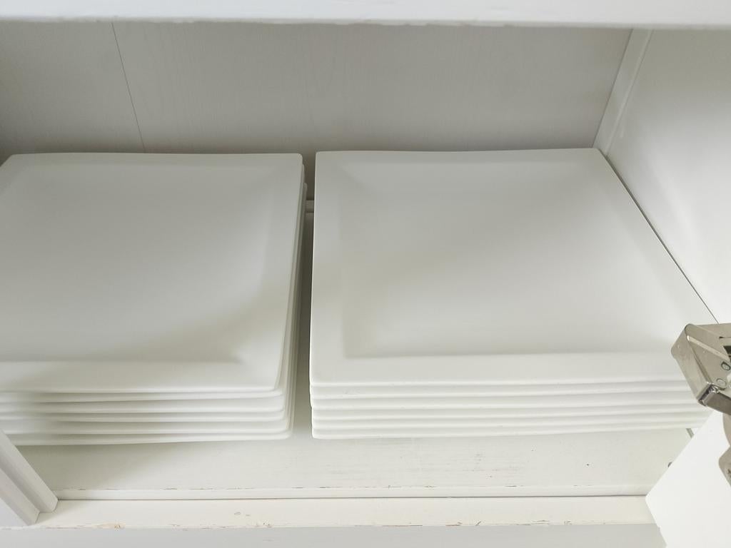 Witte vierkante borden, Huis en Inrichting, Keuken | Servies, Ophalen, Porselein, Bord(en)