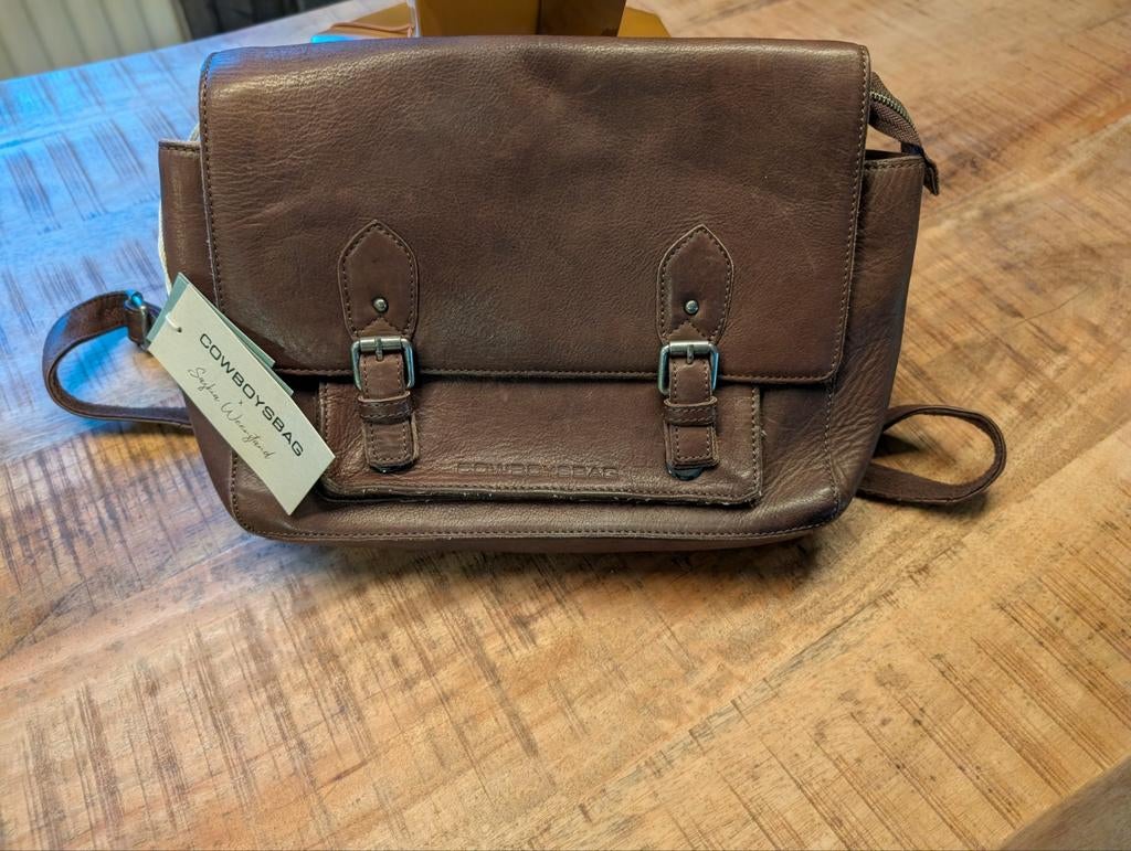 Cowboysbag rugtasje leer bruin 29,- euro, Overige merken, Bruin, Ophalen of Verzenden, Zo goed als nieuw