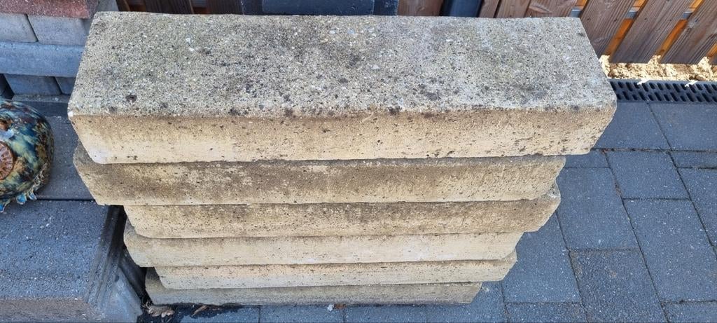 6 Betonnen bielzen 75x20x11 GRATIS AF TE HALEN, Ophalen, Gebruikt, Biels, Minder dan 25 cm