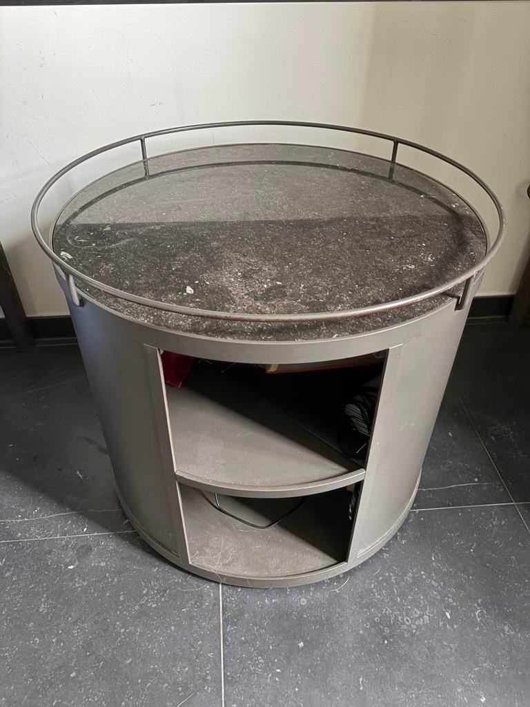 Trommeltafeltje - Bart van Bekhoven / Atelier Artistiek, 45 tot 60 cm, Gebruikt, Metaal of Aluminium, Rond