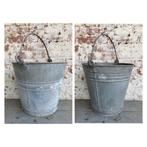 Oude brocante Franse zinken emmers  / allegonda, Ophalen of Verzenden, Gebruikt, Kunststof