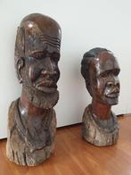 Houten beelden uit Haïti - Man (47cm) en Vrouw (40cm), Ophalen of Verzenden