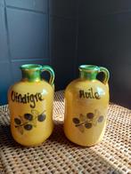 Vintage Olie & Azijn Karaffen Set - Geel Keramiek, Ophalen of Verzenden