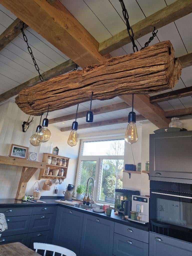 Boomstam lamp eettafellamp led, Huis en Inrichting, Lampen | Hanglampen, Ophalen, Landelijk, industrieel, Nieuw, Overige materialen