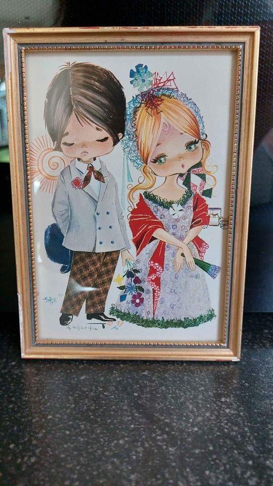 vintage retro brocante klein kadertje Gallarda huwelijk, Antiek en Kunst, Ophalen of Verzenden