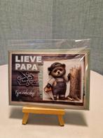 Kaartje vaderdag beertje met zaag in de hand, Ophalen of Verzenden, Nieuw, Overige thema's