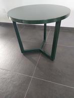 Bijzettafel hard hout groen gelakt ronde vorm, 45 tot 60 cm, Minder dan 55 cm, Gebruikt, Rond