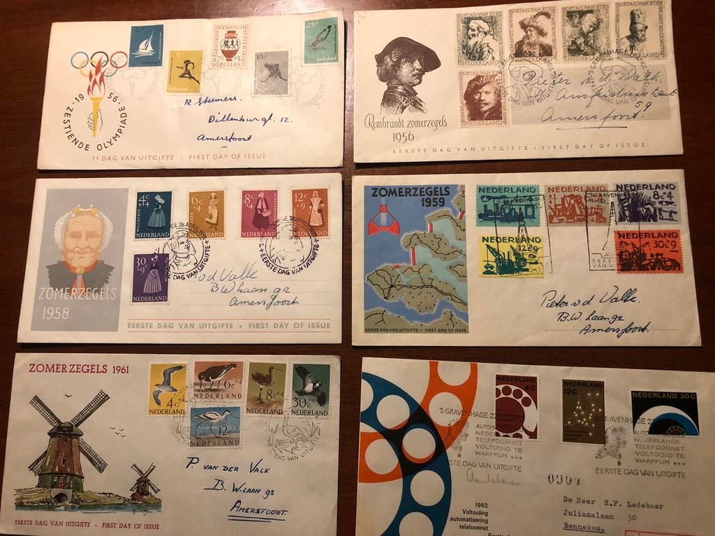 6 1e dag enveloppen in nette en goede staatt, Postzegels en Munten, Postzegels | Eerstedagenveloppen, Ophalen of Verzenden, Beschreven