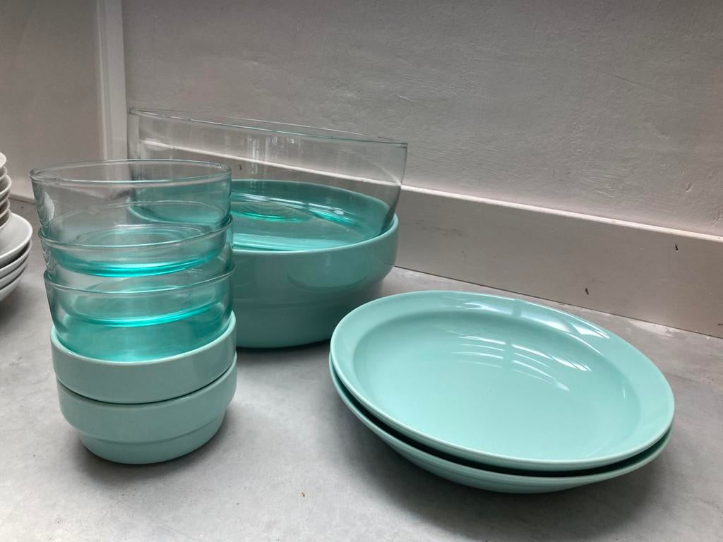 Servies Bergen van de Hema + 2 eierdopjes, Ophalen of Verzenden, Zo goed als nieuw