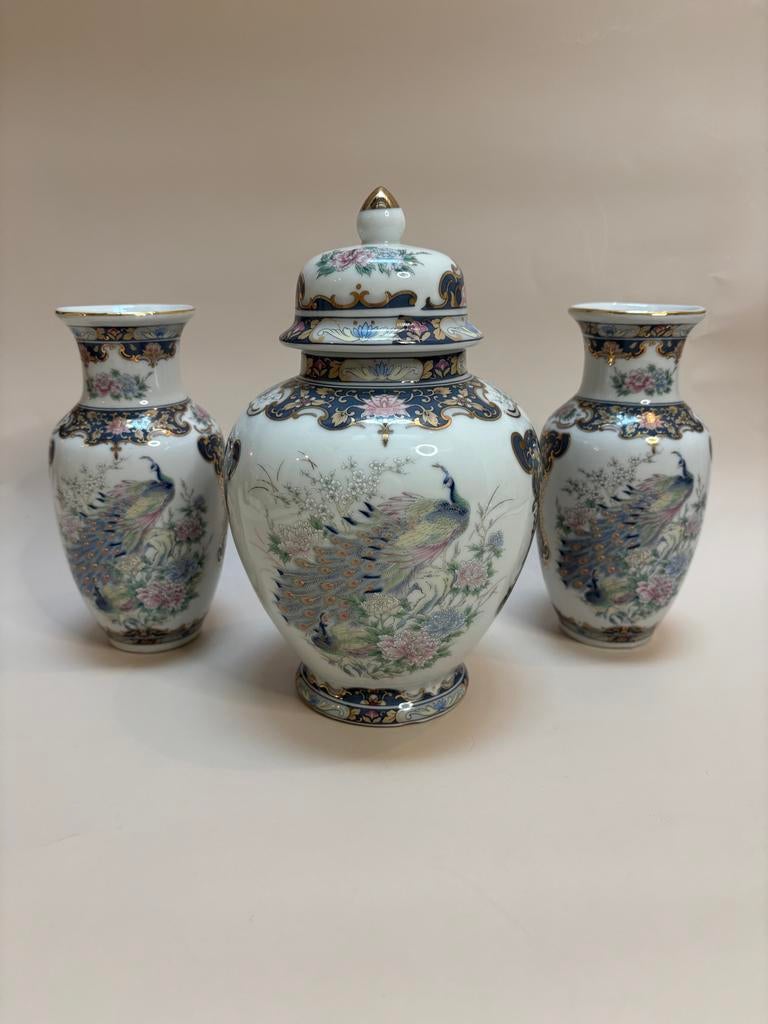 VAGA Japan porseleinen set met pauwenmotief, perfecte staat, Ophalen of Verzenden