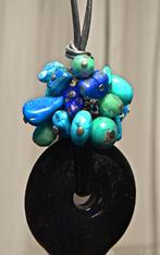 Nieuwe boho stijl lange ketting zwart, blauw en turkoois, Ophalen of Verzenden, Nieuw, Blauw, Overige materialen