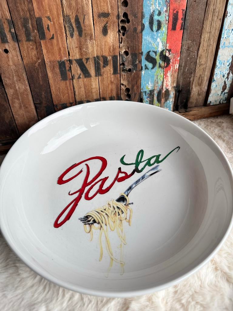 Groot pasta serveerbord met 'Pasta' opdruk, Huis en Inrichting, Keuken | Servies, Keramiek, Ophalen of Verzenden, Overige stijlen