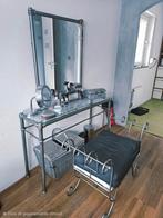 Sidetable met spiegel en glazen blad, Ophalen, Gebruikt, 100 tot 150 cm, Glas