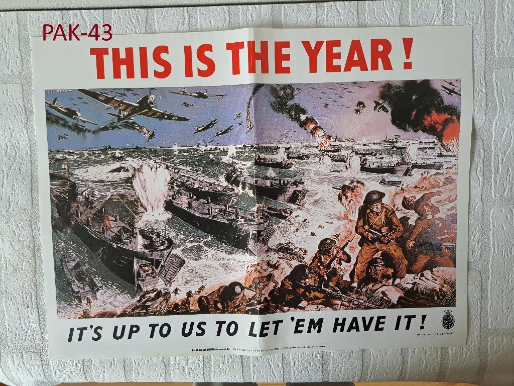 Pak-43 This is the year (42x56cm) + 4 kranten, Verzamelen, Militaria | Tweede Wereldoorlog, Ophalen of Verzenden, Overige soorten